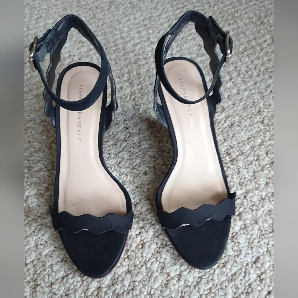 Loeffler Randall suede leather Piper Wedge in black size 7.5